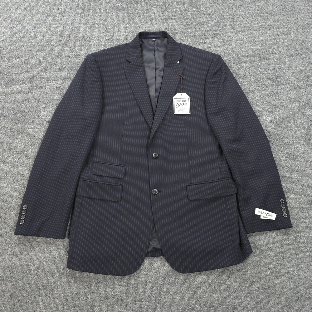 Jos A Bank 1905 Suit Jacket Mens 42L Navy Pinstripe Wool Blazer Tailored Fit NEW